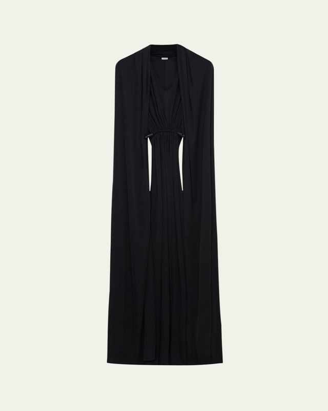 Scarf V-Neck Ruched Sleeveless Maxi Dress